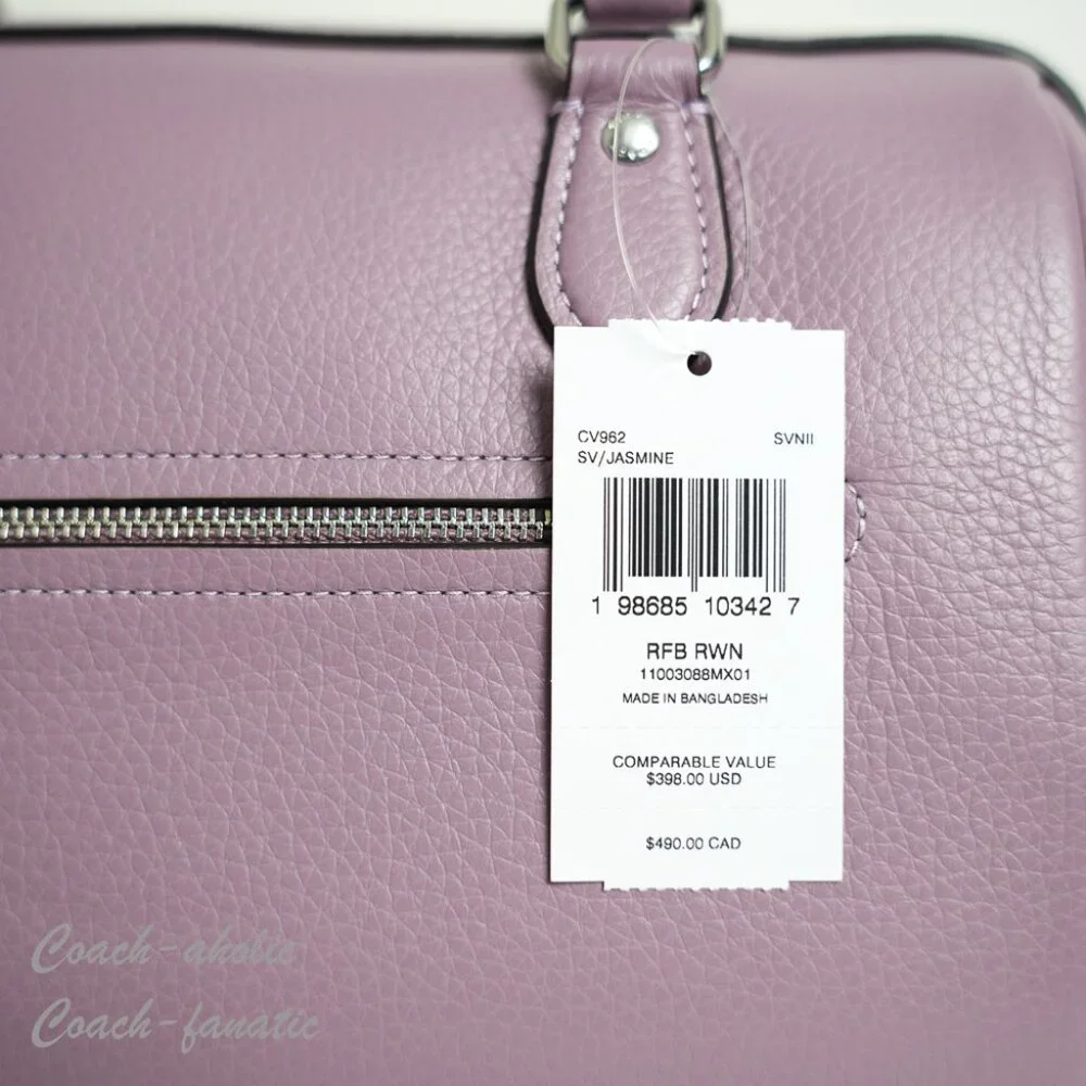 COACH CV962 Rowan Satchel Bag In Refined Pebble Leather Silver/Jasmine NWT